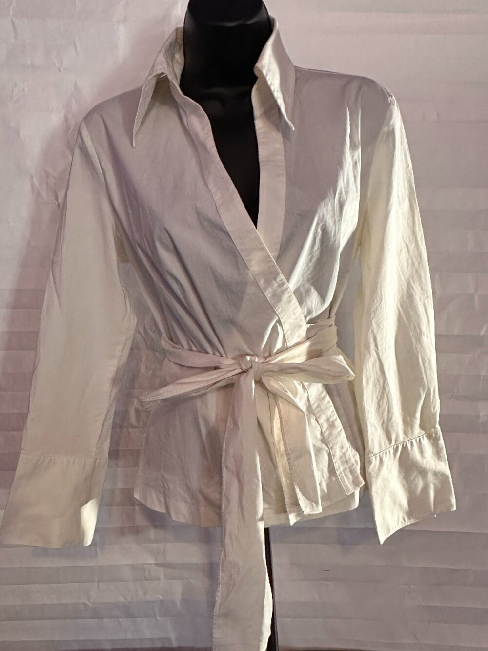 Worthington Stretch White Wrap Around Blouse Women's Size 4
